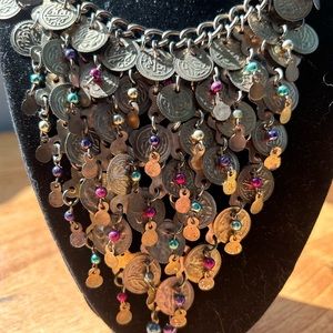 SILVER BEADED COIN NECKLACE